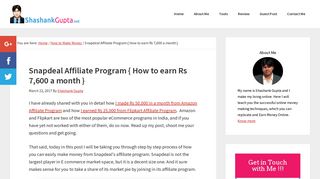 Snapdeal Affiliate Program Guide - How to earn Rs 7,600 a month