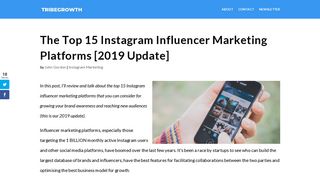 The Top 15 Instagram Influencer Marketing Platforms for 2019