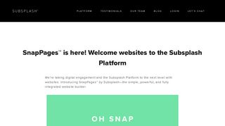 SnapPages™ is here! Welcome websites to the Subsplash Platform ...