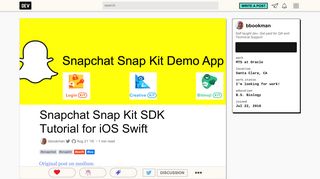 Snapchat Snap Kit SDK Tutorial for iOS Swift - DEV Community
