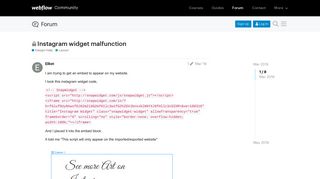 Instagram widget malfunction - Design Help - Webflow Forums