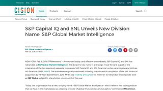 S&P Capital IQ and SNL Unveils New Division Name: S&P Global ...