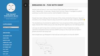 Breaking In – Fun with SNMP – The Packet Thrower's Blog