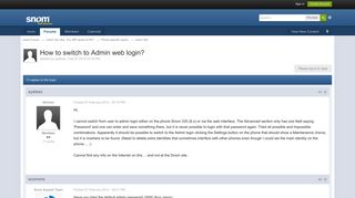 How to switch to Admin web login? - snom 320 - snom Forum