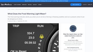 What Does the Frost Warning Light Mean? | YourMechanic Advice