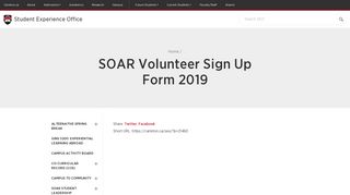 SOAR Volunteer Sign Up Form 2019 - Student Experience Office