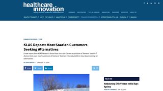 KLAS Report: Most Soarian Customers Seeking Alternatives ...