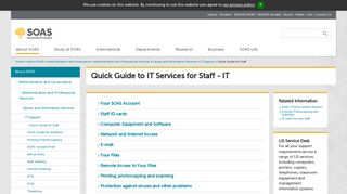 Quick Guide to IT Services for Staff, SOAS, University of London