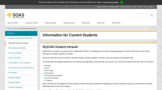 MySOAS Student Intranet | SOAS University of London