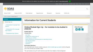 Module Sign-Up for Returning Students - SOAS University of London
