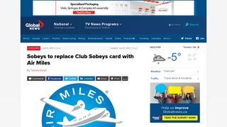 Sobeys to replace Club Sobeys card with Air Miles | Globalnews.ca