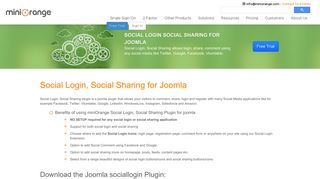 Social login, Social Sharing for joomla by MiniOrange