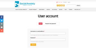 User account | Social Anxiety Institute