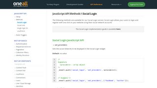 Social Login | JavaScript API Methods | docs.oneall.com