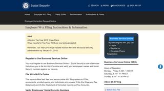 Employer W-2 Filing Instructions & Information - Social Security