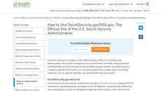 SocialSecurity.gov/SSA.gov: The Official Site of the ... - eHealth Medicare
