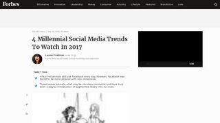 4 Millennial Social Media Trends To Watch In 2017 - Forbes