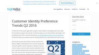 Customer Identity Preference Trends Q2 2016 - LoginRadius