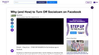 Why (and How) to Turn Off Socialcam on Facebook - Yahoo News