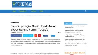 Frenzzup Login: Social Trade News about Refund Form | Today's ...
