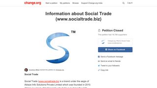 Petition · Change.org: What is Social Trade (www.socialtrade.biz ...