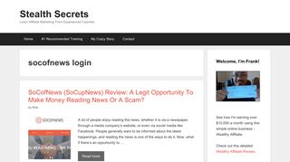 socofnews login | | Stealth Secrets