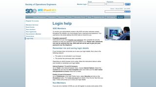 Login help — SOE Society of Operations Engineers