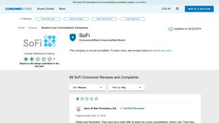 Top 84 Reviews and Complaints about SoFi - ConsumerAffairs.com