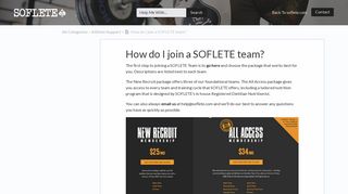 SOFLETE Customer Support - How do I join a SOFLETE team?