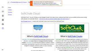 SoftChalk Cloud : Welcome to Canvas E-Training - Dashboard
