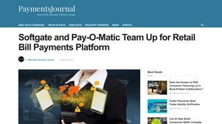 Softgate and Pay-O-Matic Team Up for Retail Bill Payments Platform ...
