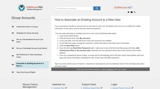 SoftMouse FAQ: Associate an Existing Account to a New User