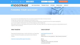 SogoTrade | Information about Ways to Fund Your SogoTrade Account