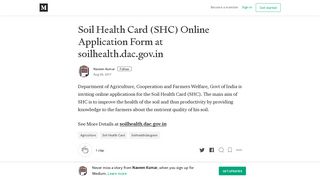 Soil Health Card (SHC) Online Application Form at soilhealth.dac.gov.in