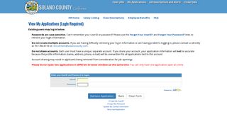 View My Applications - Logon - County of Solano - Jobaps