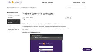 Where to access the dashboard? – Solar Analytics Support Centre