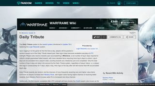 Daily Tribute | WARFRAME Wiki | FANDOM powered by Wikia