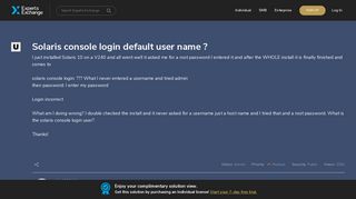 Solaris console login default user name ? - Experts Exchange