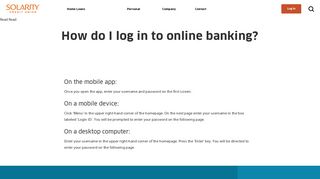 How do I log in to online banking? | Solarity