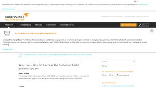 New User - How do I access the Customer Portal - SolarWinds ...