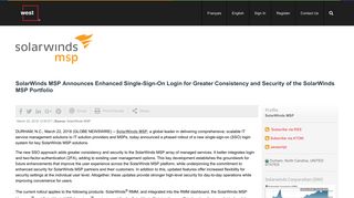 SolarWinds MSP Announces Enhanced Single-Sign-On Login for ...