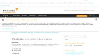 URL redirection is not working in the web console - SolarWinds ...