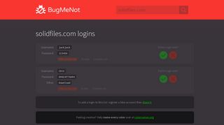 solidfiles.com passwords - BugMeNot