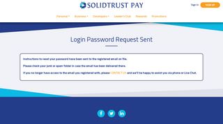 Login Password Request Sent - SolidTrust Pay