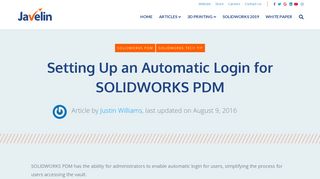 SOLIDWORKS PDM Automatic Login Set Up and Usage