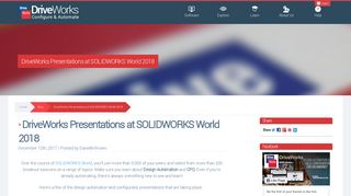 DriveWorks Presentations at SOLIDWORKS World 2018 - DriveWorks