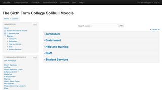 Moodle: Course categories - The Sixth Form College Solihull Moodle