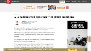 A Canadian small cap stock with global ambitions - The Globe and Mail