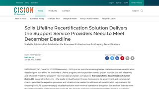 Solix Lifeline Recertification Solution Delivers the Support Service ...