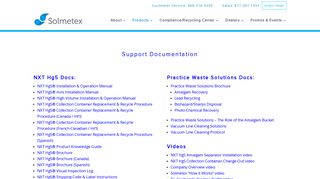 Solmetex Support | Amalgam Separator Product Support